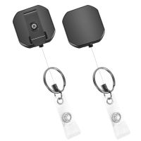 2 Pack Small Heavy Duty Retractable Badge Holders Reel, ID Badge Holders with Belt Clip Key Ring for Name Card Keychain