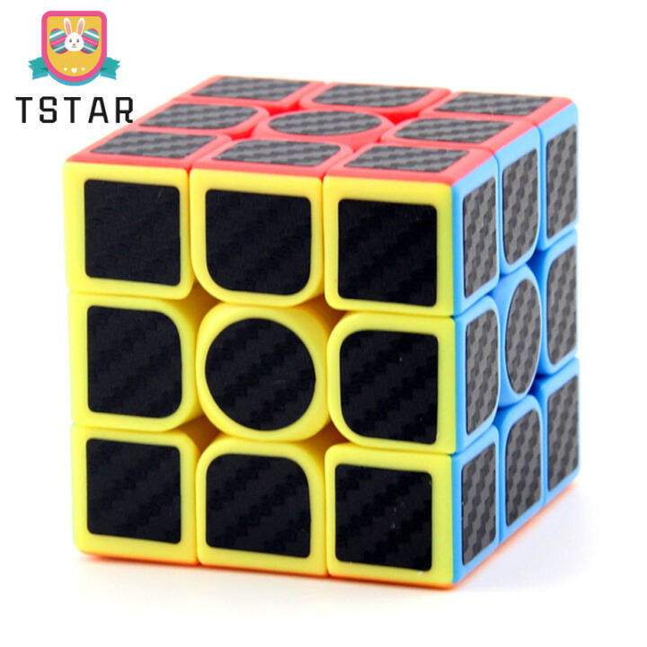 ts-ready-stock-3x3-magic-cube-สติ๊กเกอร์คาร์บอนไฟเบอร์-smooth-speed-cube-children-decompression-puzzle-toys-cod