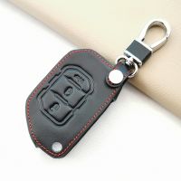 ♚✘◄ 3 Buttons Stylish Leather Car Key Case Cover for Jeep Wrangler JL JLU 2018 2019 2020 2021 Key Holder Flip Folding Remote Jackage