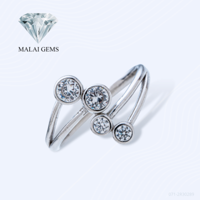 Malai Gems แหวนเพชร เงินแท้ 925 เคลือบทองคำขาว ประดับเพชรสวิส CZ รุ่น 071-2R30289 แถมกล่อง แหวนเงินแท้ แหวนเงิน แหวน