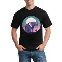 Elephant T-Shirts Simple Circle Cute Cotton Trending T-Shirt Man Crewneck Cute Tops Man Custom Original Clothes