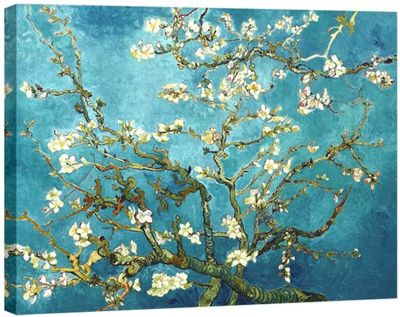 ภาพผ้าใบ Giclee ลายดอกไม้ในกรอบที่ทันสมัยดอกไม้อัลมอนด์โดย Van Gogh ภาพเขียนสีน้ำมันที่มีชื่อเสียงทำสำเนาดอกไม้ภาพบนผืนผ้าใบศิลปะบนผนังพร้อมที่จะแขวนสำหรับห้องนอนของตกแต่งบ้าน