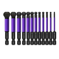 12Pcs Ball End Hex Bit Set 65mm Ball Head Screwdriver Bit 1/4 Inch Hex Shank Magentic Allen Wrench Drill Bits Drills  Drivers