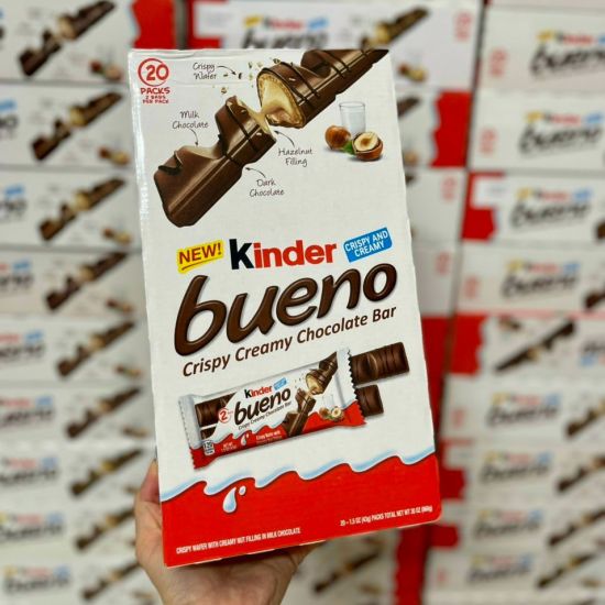 Bánh xốp chocolate nhân hạt dẻ 43gr bueno kinder pháp túi 2 thanh - ảnh sản phẩm 6