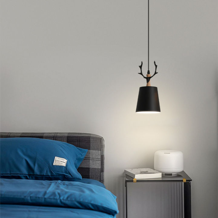 mzd-with-3-colors-bulb-nordic-bedroom-ข้างเตียงโคมระย้า-simple-modern-creative-antler-ร้านอาหารแสง-minimalist-bar-หัวเดียวเพดานจี้-light