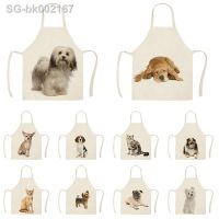 【jw】✢┅❀ Apron Sketch Wearing Pug Dog Printed Sleeveless Cotton Aprons for Men Cleaning Tools Delantal