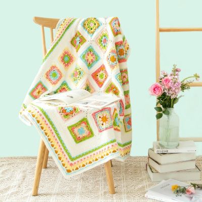 Susans Family Crochet DIY Blanket Kit Mosaic Blanket Materials Package Crochet Flowers Blanket