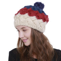 Peekymoce Knitted Hats Berets Female Caps Women Hats Casual Pom Pom Hat Beret For Girls Coarse Lines Winter Hat Women