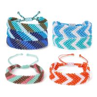 Boho Waxed String Braided Candy Stripe Chevrons V Shape Tribal Bracelet Women Men Waterproof Thread Square Knot Jewelry Present Picture Hangers Hooks