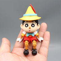 อะนิเมะหุ่นดินสอสี Shinchan Cos Pinocchio Shinnosuke Nohara เครื่องประดับแอ็คชั่นรุ่นตุ๊กตาของเล่นคอลเลกชันตกแต่งสำหรับของขวัญ