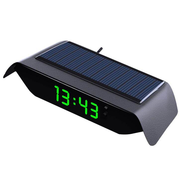 Portable Solar Car Digital LCD Clock & Temperature Display Auto