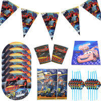 Cartoon Car Blaze and the Monster Machines Party Decorations Birthday Party Gift Banner Cutlery Set Kids Baby Shower Supplies