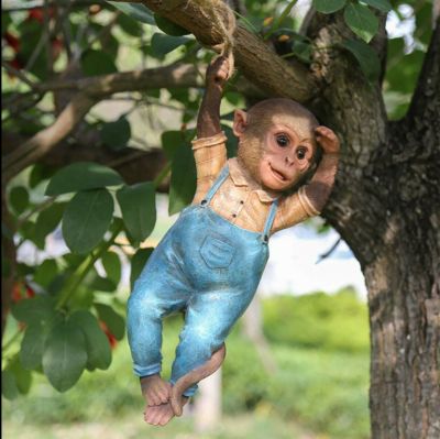 Monkey Statue Garden Decoration Small Monkey Resin Pendant Outdoor Decorations Resin Crafts Good Sculpture Sling Chimpanzee