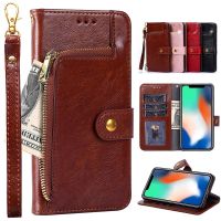 ❉◑ Cover Zipper Wallet Card Slot Cover For iPhone 12 mini 11 Pro XS Max XR X SE 2020 For iPhone 8 6 7 6S Plus Flip PU Leather Strap