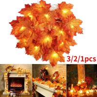 3pcs Maple Leaves String Lights Leaf Garlands String Lights Battery Operated Autumn Thanksgiving Halloween Home Fireplace Decor