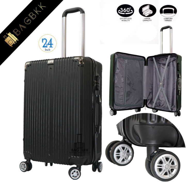 bag-bkk-กระเป๋าเดินทาง-24-นิ้ว-มุมอลูมิเนียม-4-ล้อคู่-หมุนรอบ-360-abs-pc-ระบบรหัสล๊อค-รุ่น-fb9998-new-arrival