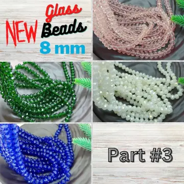 480Pcs Crackle Glass Beads 8mm Crystal Beads Glass Round Beads