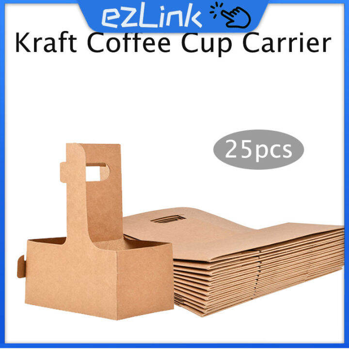 25Pcs Take Out Kraft Coffee Cup Carrier For Coffee Milk Tea Drink (2