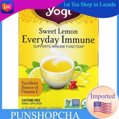 Yogi Tea, Sweet Lemon Everyday Immune, Caffeine Free, 16 Tea Bags💚พร้อมส่ง💜