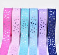 25mm 5Yards Stars garment accessories Heat transfer printing gift wrapping belt DIY baking Polyester ribbon Hair Bow Sewing Gift Wrapping  Bags