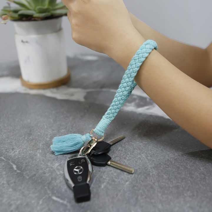 wristlet-lanyard-with-lobster-boho-style-braided-keychain-fob-strap-keychain-boho-style-keychain-braided-keychain