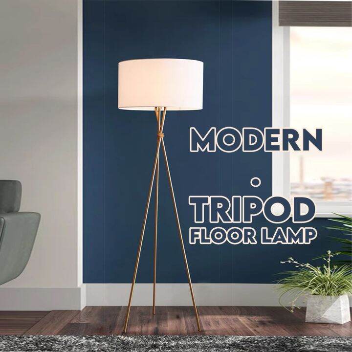 Nordic Wood Tripod Floor Lamp Led Bulb Ikea Style Indoor Standing Light 