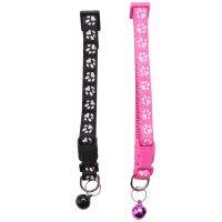 2 Pack Adjustable Cat Collar with Bell, Fashion Paw Print Design Pet Collar, Safety Quick Release Breakaway Collar for Cats