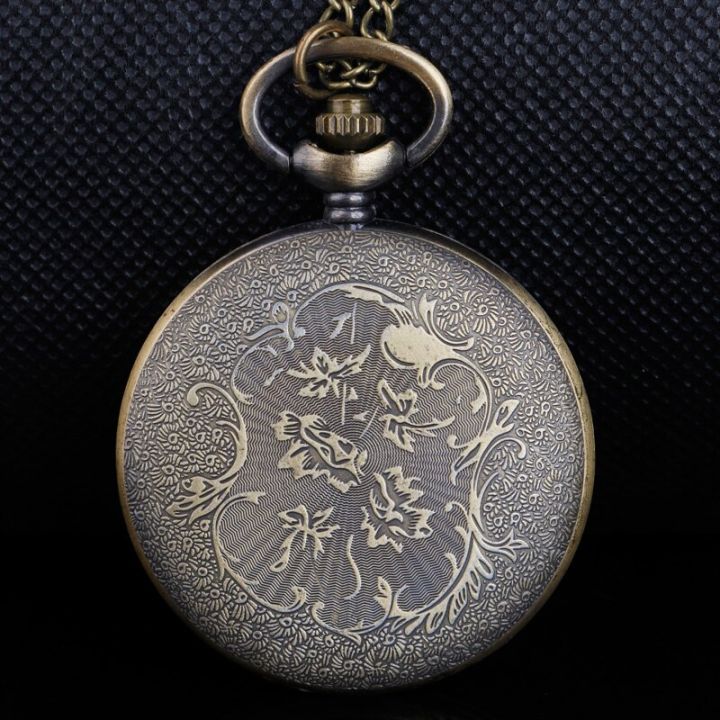 นาฬิกาข้อมือควอตซ์แกะสลักแบบโบราณพร้อมจี้โซ่สร้อยคอนาฬิกา-steampunk-สำหรับผู้ชายและผู้หญิง