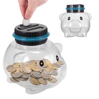 Cartoon Pig Electronic Counting Piggy Bank Transparent Money Box Organizer for Automated Digital Electronic Digital Saving C6UE