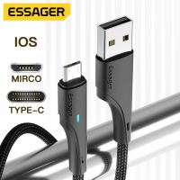 Essager 3A ประเภท C/micro /Ip Usb 1M/2M สายข้อมูลสายชาร์จเร็วสำหรับโทรศัพท์มือถือระบบแอนดรอยด์ iPhone Type C สายชาร์จสายไฟสายไฟ