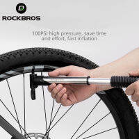 ROCKBROS Bike Pump 100PSI FV AV Gas Nozzle Bicyle Pump MTB Road Mini Portable Air Inflator Stainless Alloy Cycling Accessories