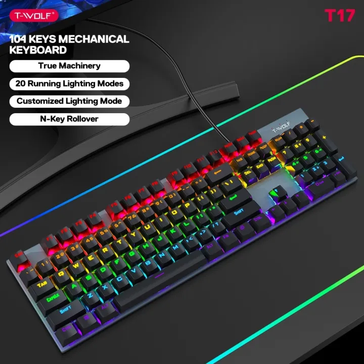 Authentic delivery; T-WOLF T17 T70 T71 True Mechanical Keyboard ...