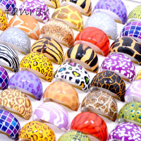 Wholesale 50pcs Bulk Mix Animals Leopard Skin Colorful Children Girls Women Acrylic Ring Party Gift Wide Cute Jewelry 17-19mm