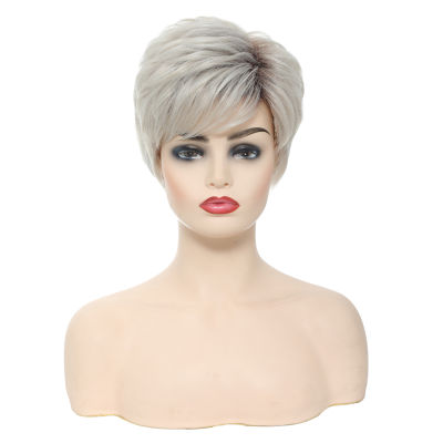 Hot BCHR สีบลอนด์สั้น Pixie Cut Wigs สำหรับผู้หญิงผสมสีน้ำตาล Ombre Wig