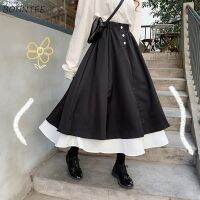 【CW】 Skirts Korean All-match Ladies Skirt Patchwork Ins Elastic Waist Womens Faldas