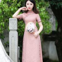 ชุด Aodai Dai สำหรับผู้หญิง Qipao จีนชุดโบราณลำลองสง่างามสไตล์ประจำชาติชุด A92ฤดูใบไม้ร่วงฤดูร้อน2023