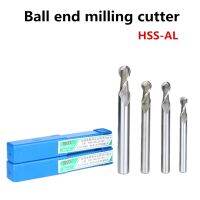 ใหม่ 2pc / 5pc / 10pc HSS-AL Ball Nose End Mill 2 Flute R0.5 ถึง R12.5 ดอกเอ็นมิลก้านตรง เครื่องตัดมิลลิ่ง CNC Metal Machining เครื่องมือ