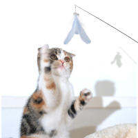 Funny Cat Stick Retractable Feather Bell แมวตลก Stick กับเสาไม้สำหรับแมวในร่ม