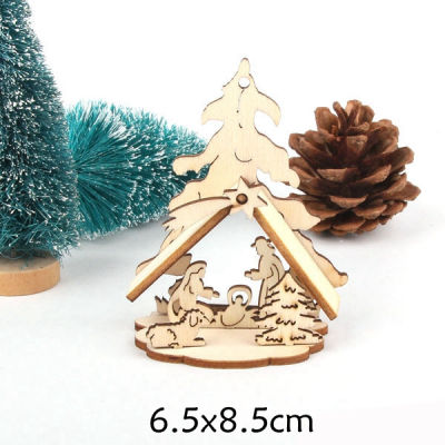 2PCSLot DIY Creative Small Hollow Christmas Wooden Ornaments For Home Christmas Party Ornament Decorations Kids Gift Supplies