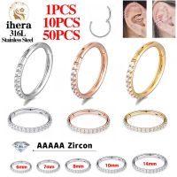 316L Stainless Steel Zircon CZ Hinged Segment Nose Septum Clicker Ring Round Earrings Hoops Ear Tragus Helix Piercing Jewelry Body jewellery