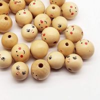 ♟☇☂ 10-25PCS Wooden Doll Beads Natural Wood Loose Beads with Smile Face Spacer Beads for DIY Craft Jewelry Bracelet Necklace Making