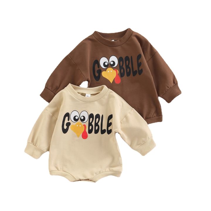 cod-thanksgiving-childrens-2022-autumn-new-baby-clothes-long-sleeved-cartoon-turkey-jumpsuit-mixed-batch