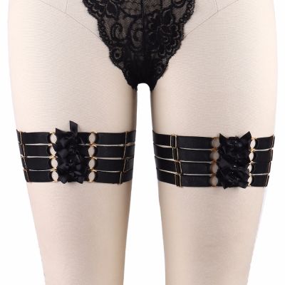 【YF】♨∈  2 Designs Leg Garter Straps Elastic Thigh Stockings Metal Goth Harness Garters P0133