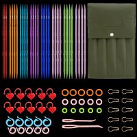 【YF】 Multicolor Aluminum Knitting Needles Set  Double Pointed Crochet for Sewing with Hand Orange Bag Accessories 2022