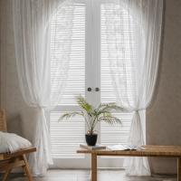 [COD] Yimanqiyun retro light-transmitting lace gauze curtain balcony bay window white sand partition wave pastoral two pieces