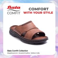 Bata Comfit บาจา รองเท้าแตะผู้ชาย หนังเทียม ใส่สบายไม่เมื่อยเท้า รุ่น Bever สีน้ำตาล 8614193