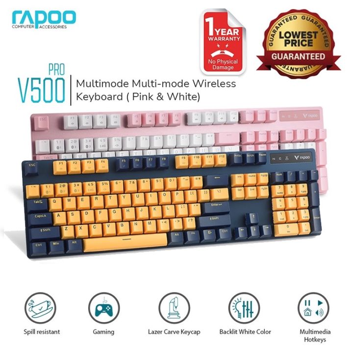 Rapoo V500 PRO Multi-Mode Wireless Mechanical Keyboard Bluetooth 5.0 ...