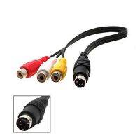 4 Pin S-Video Male To 3 RCA Female Video Adapter New