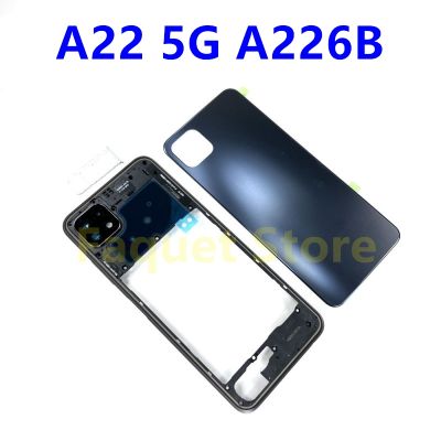 For Samsung Galaxy A22 5G A226B Phone Housing Middle Frame Cover Battery Back Cover Rear Cover Camera Lens Cove