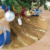 【YP】 60/90/120cm Skirt Gold Glitter Xmas Bottom Cover for Ornament New Year Noel Navidad